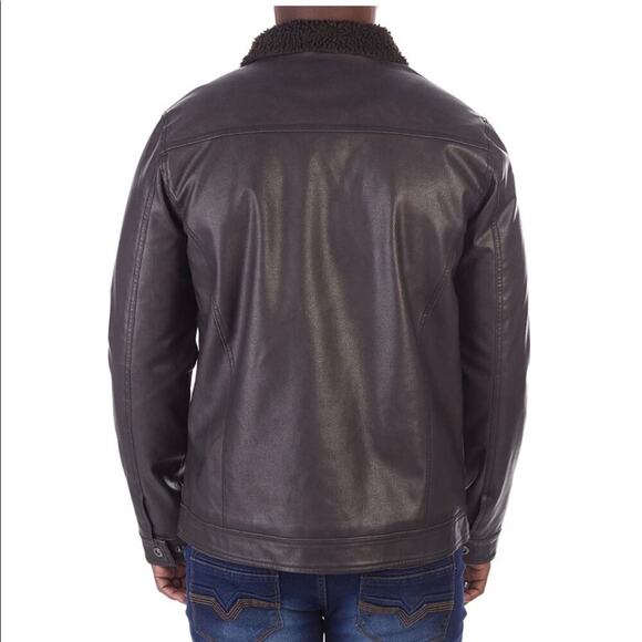 Men’s Leather coat/jacket XRAY JEANS brand TRUCKER JACKET WITH FAUX FUR collar - Picture 2 of 14